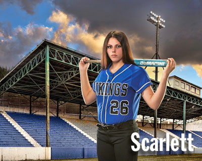 Studio One senior girl's photo in softball uniform